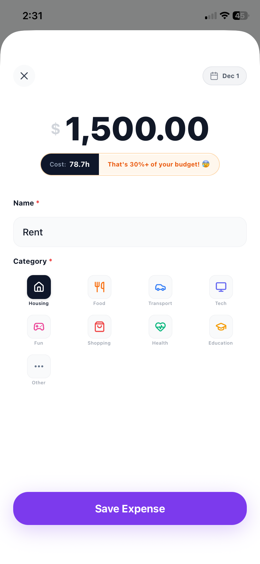 PriceLife Wallet Interface